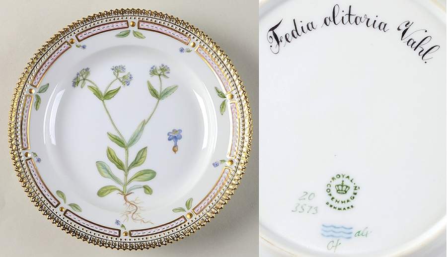 Flora Danica (1961 To Current) Salad Plate-Fedia olitoria L Vahl by Royal Copenhagen-1
