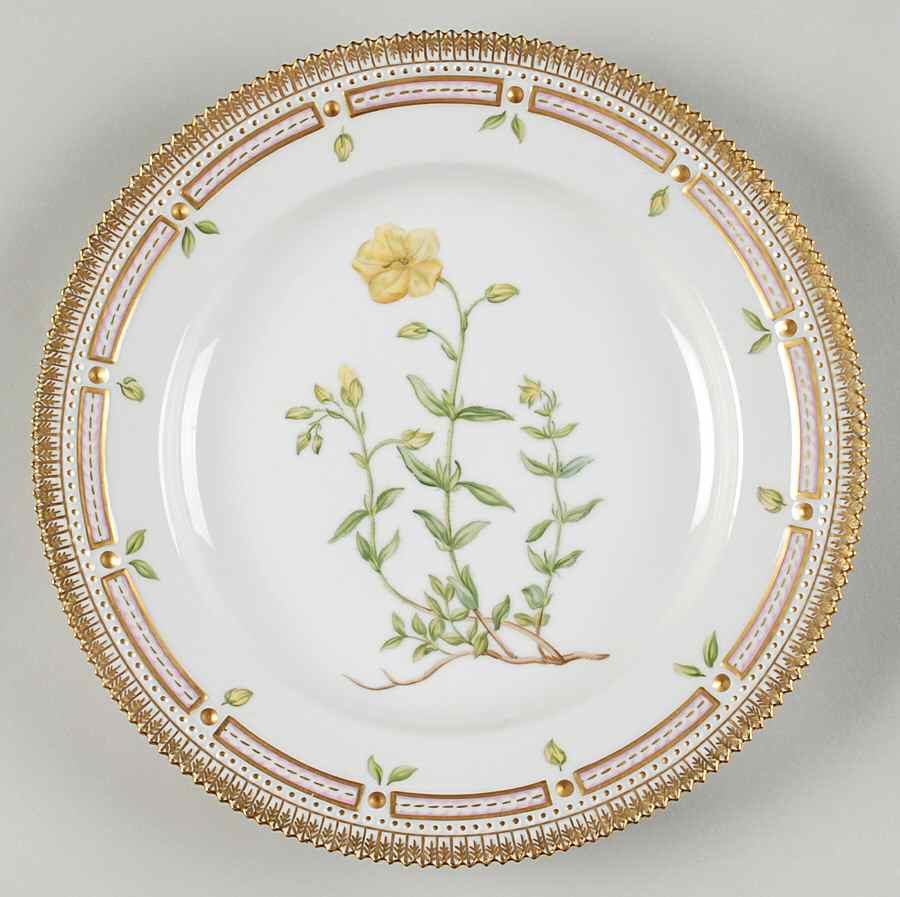 Flora Danica (1961 To Current) Dinner Plate-Cistus Helianthemum L by Royal Copenhagen-1