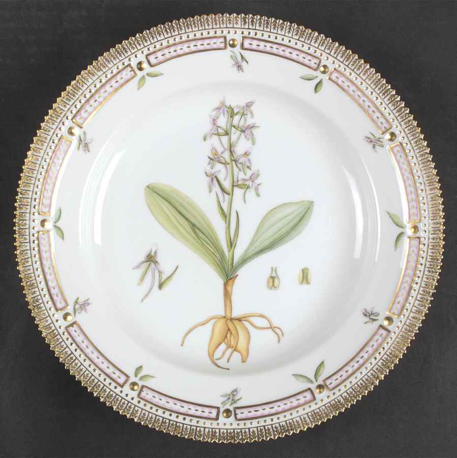 Flora Danica (1961 To Current) Dinner Plate-Platanthera solstitialis b densiflora by Royal Copenhagen-1
