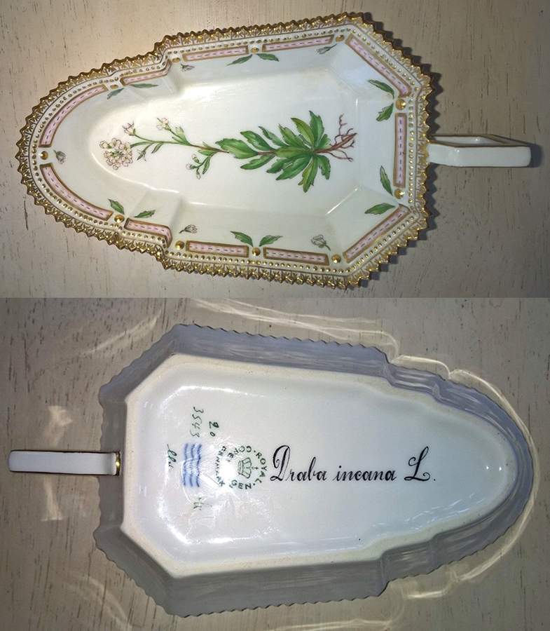 Flora Danica (1961 To Current) 7" Pickle/Accent Dish-Draba incana L. by Royal Copenhagen-1