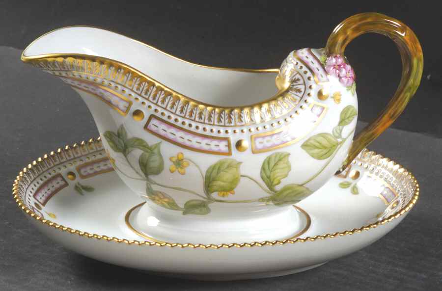 Flora Danica (1961 To Current) Sauce Boat & Fixed Stand by Royal Copenhagen-1