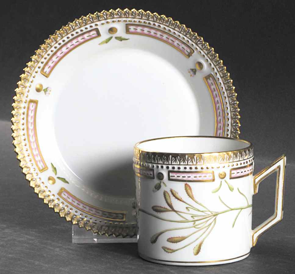Flora Danica (1961 To Current) Chocolate Cup & Serrated Saucer by Royal Copenhagen-1
