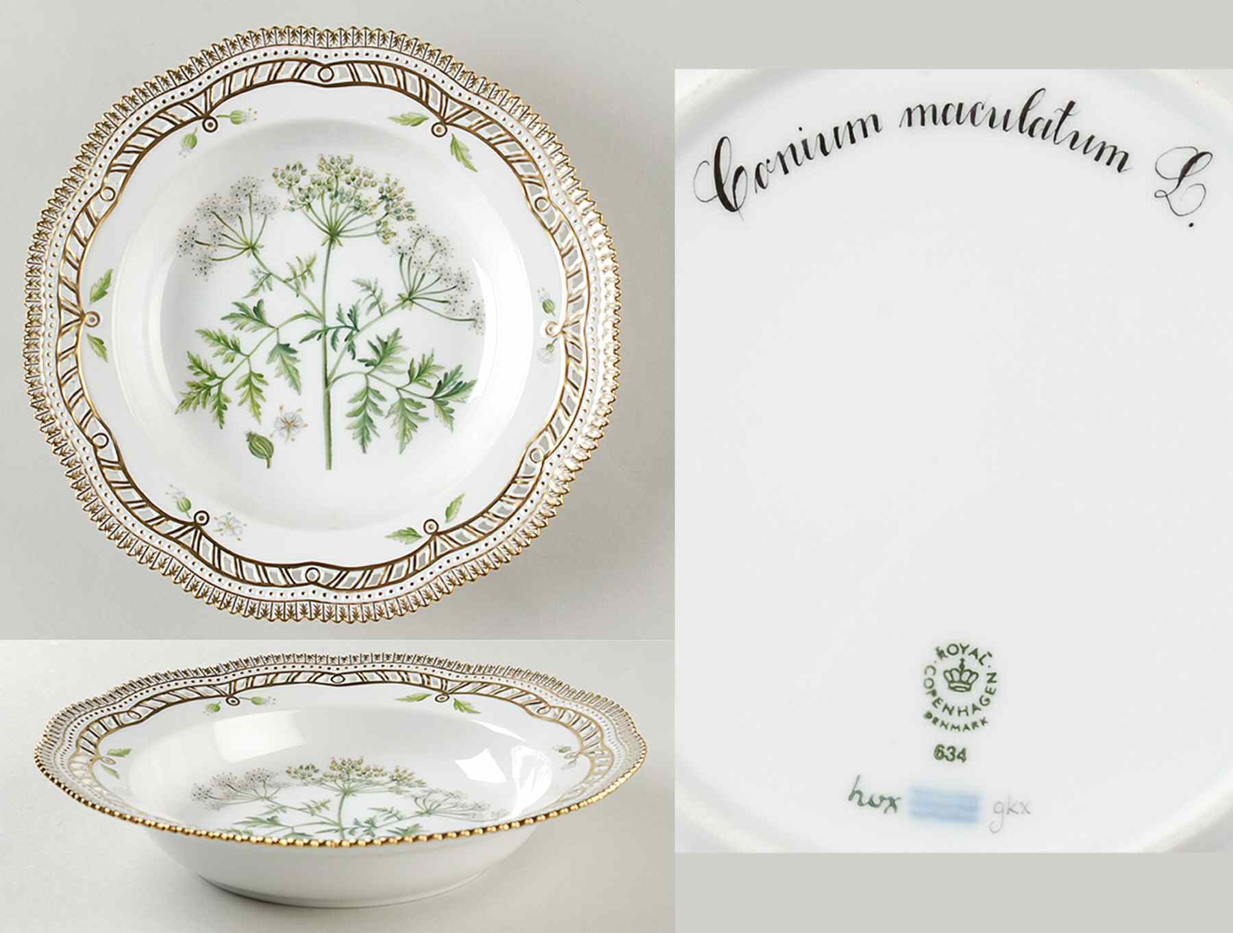 Flora Danica (1961 To Current) Pierced Large Rim Soup Bowl-Conium maculatum L by Royal Copenhagen-1