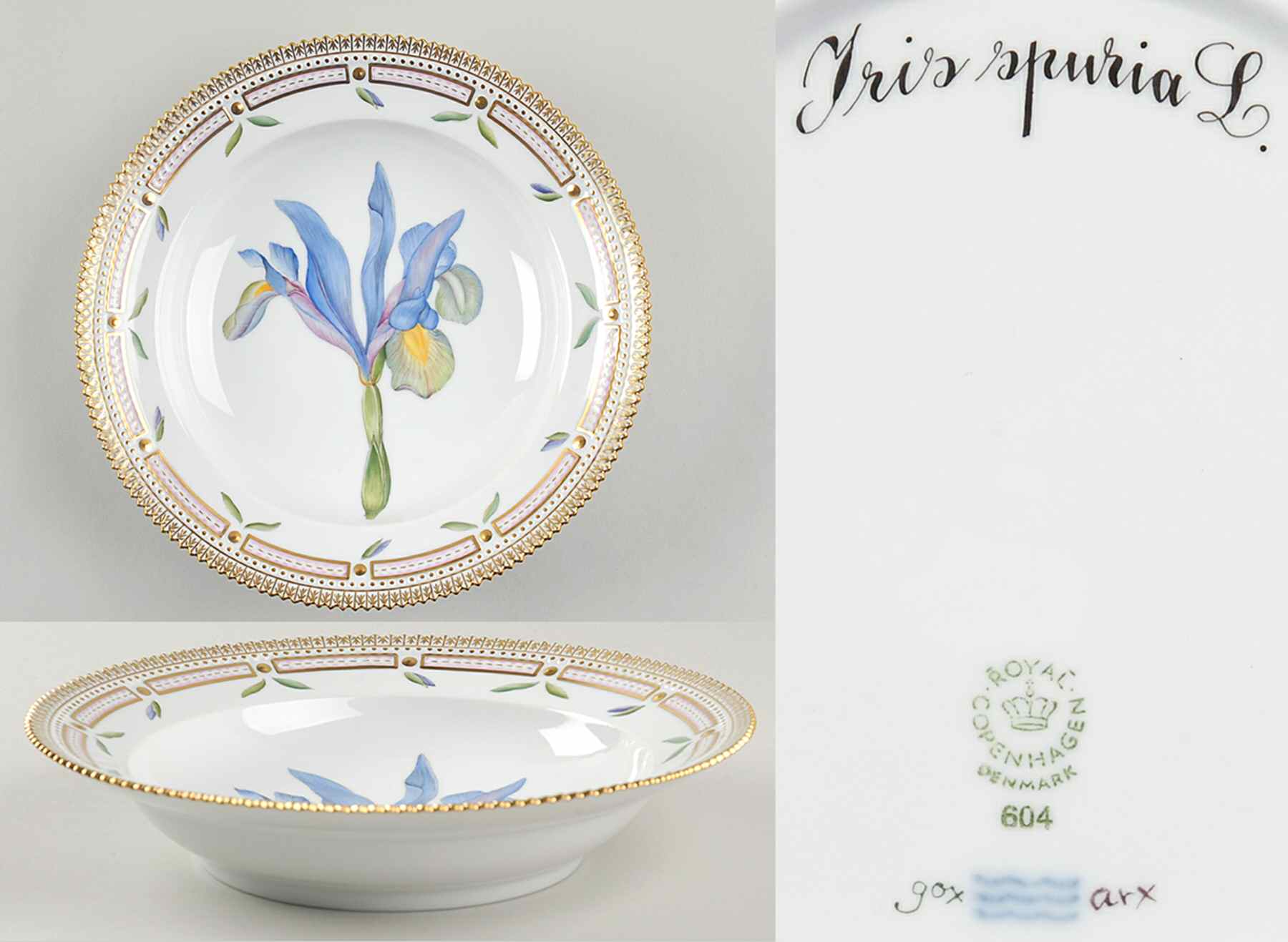 Flora Danica (1961 To Current) Rim Soup Bowl-Iris spuria L by Royal Copenhagen-1