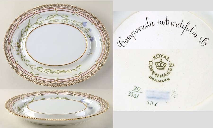 Flora Danica (1961 To Current) Underplate for Oval Tureen-Campanula rotundifolia by Royal Copenhagen-1