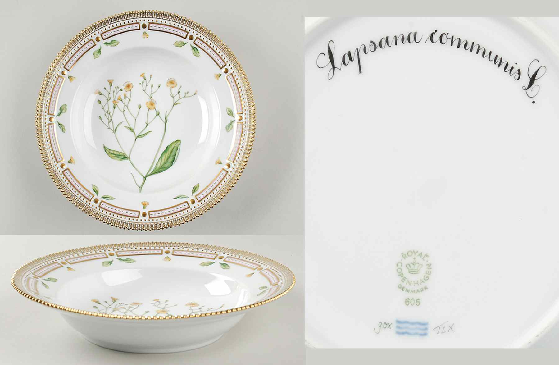 Flora Danica (1961 To Current) Large Rim Soup Bowl-Lapsana communis L by Royal Copenhagen-1