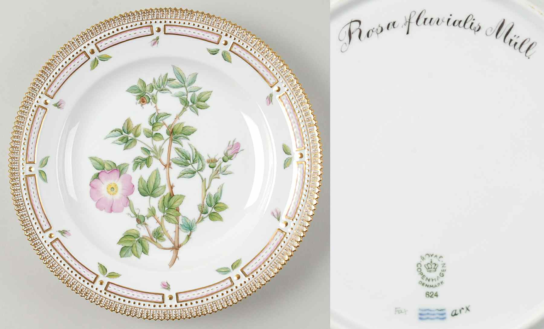 Flora Danica (1961 To Current) Dinner Plate-Rosa fluvialis Mull by Royal Copenhagen-1