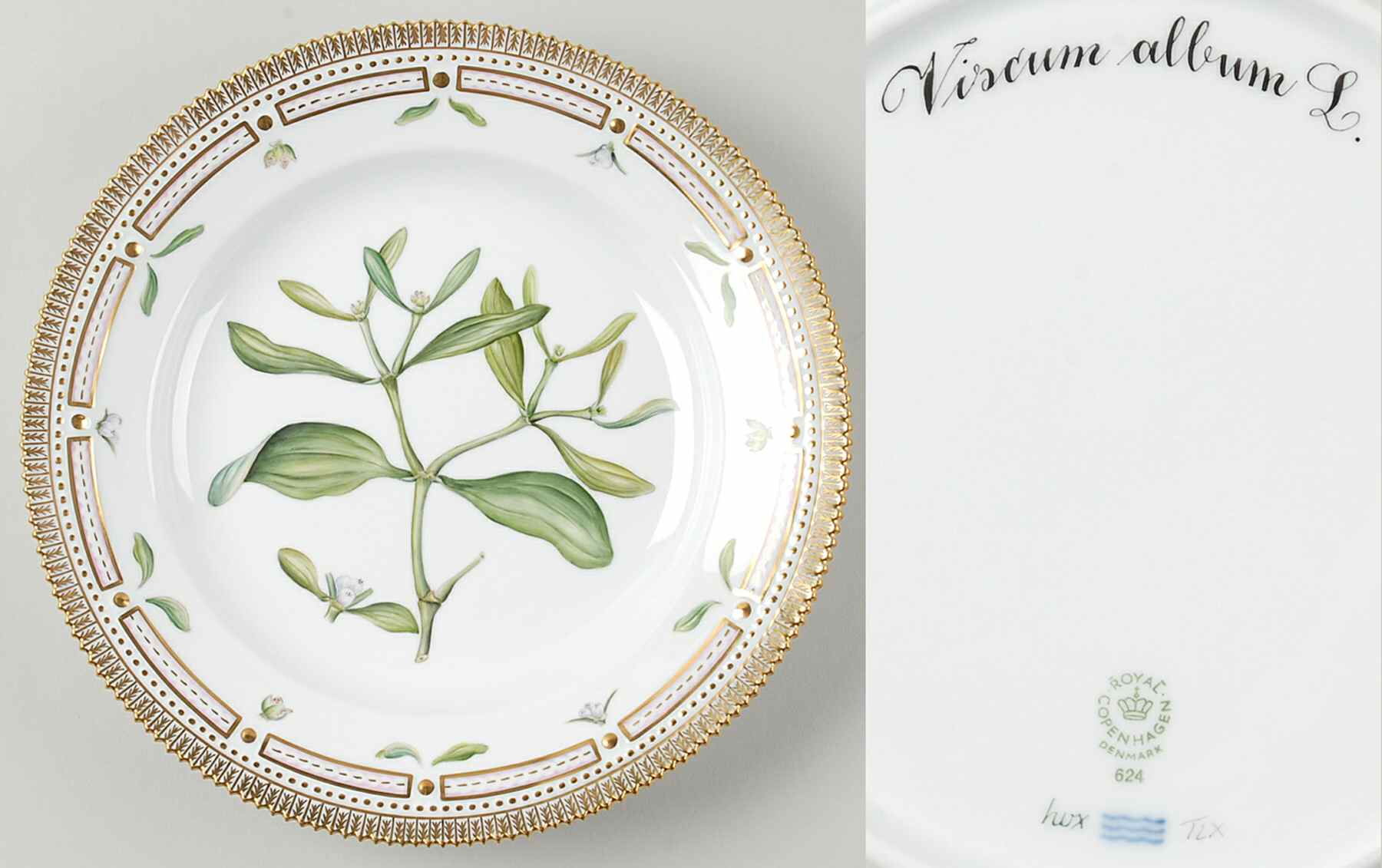 Flora Danica (1961 To Current) Dinner Plate-Viscum album L by Royal Copenhagen-1