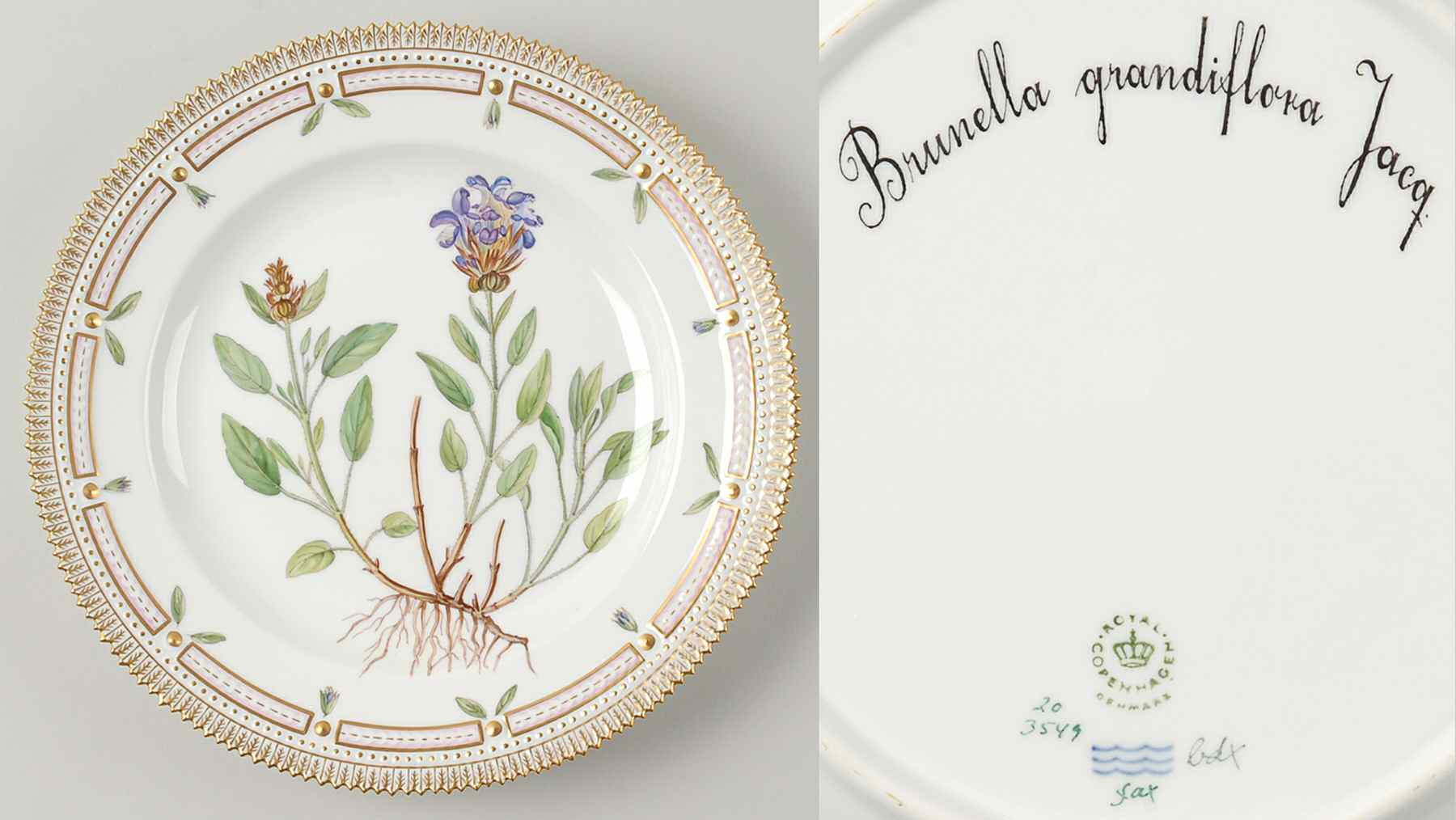 Flora Danica (1961 To Current) Dinner Plate-Brunella grandiflora Jacq by Royal Copenhagen-1