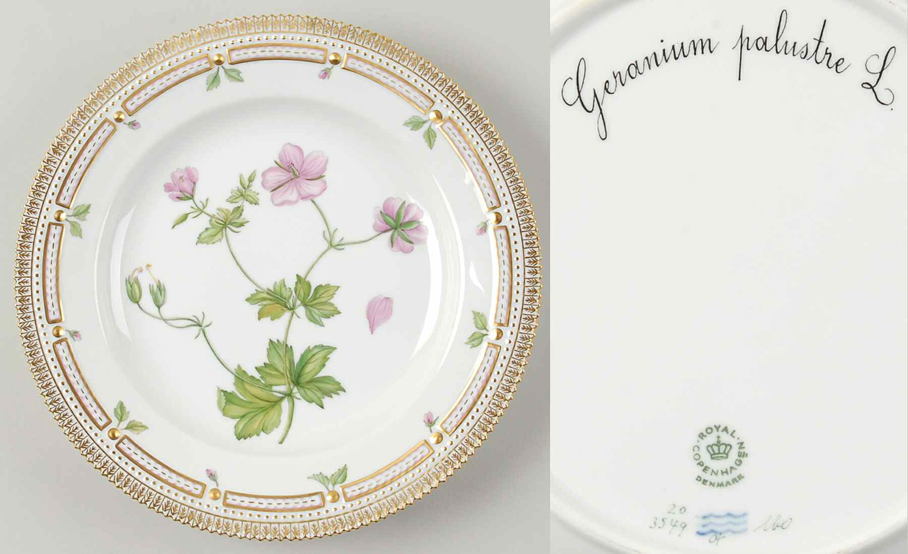 Flora Danica (1961 To Current) Dinner Plate-Geranium palustre L by Royal Copenhagen-1