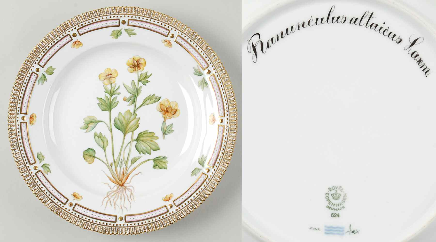 Flora Danica (1961 To Current) Dinner Plate-Ranunculus altaicus Laxm by Royal Copenhagen-1