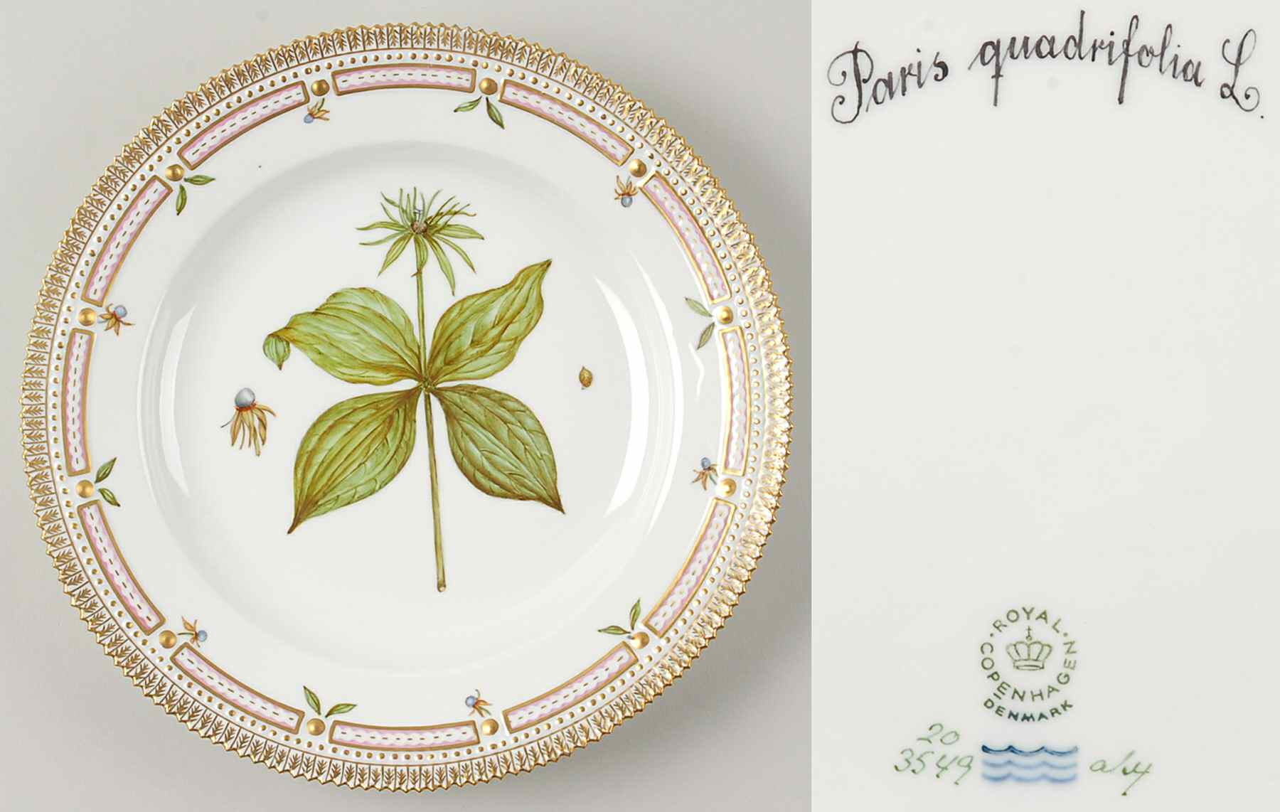 Flora Danica (1961 To Current) Dinner Plate-Paris quadrifolia L by Royal Copenhagen-1