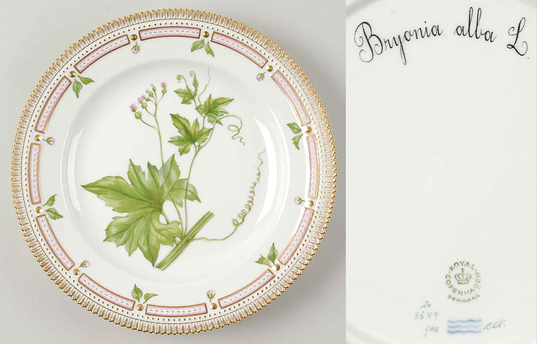 Flora Danica (1961 To Current) Dinner Plate-Bryonia alba L by Royal Copenhagen-1