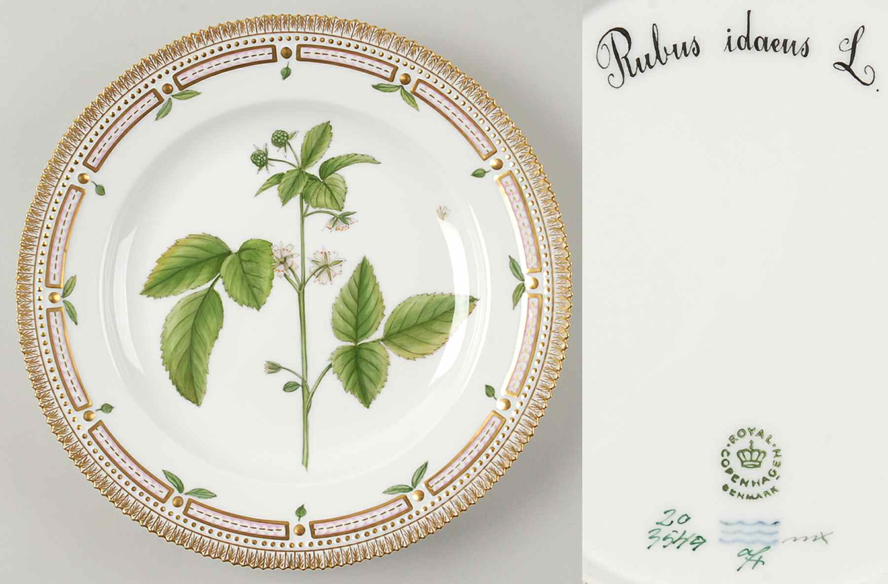 Flora Danica (1961 To Current) Dinner Plate-Rubus idaeus L by Royal Copenhagen-1