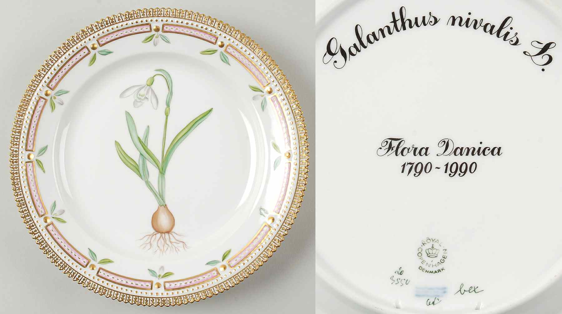 Flora Danica (1961 To Current) Jubilee Luncheon Plate-Galanthus nivalis L by Royal Copenhagen-1