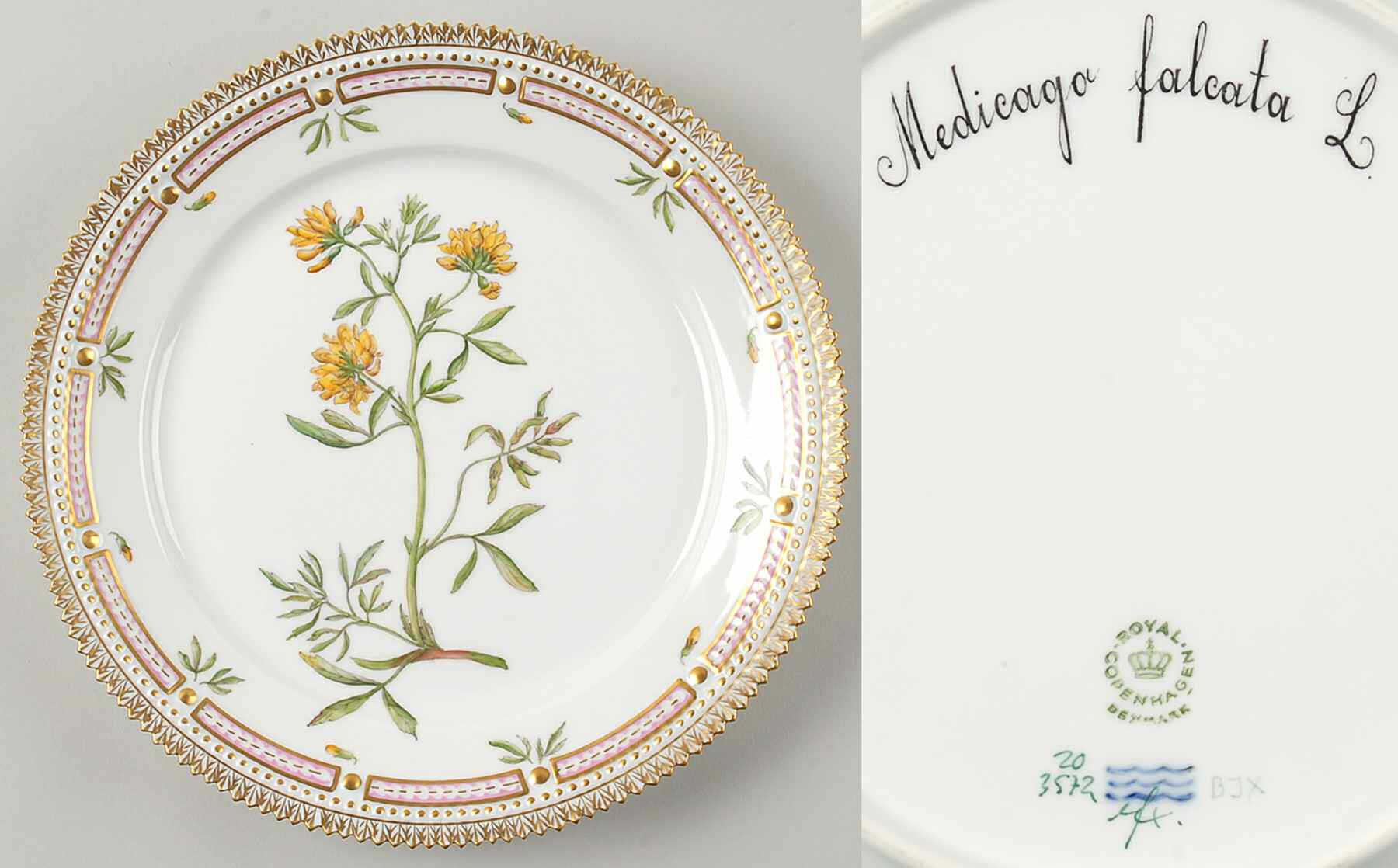 Flora Danica (1961 To Current) Luncheon Plate-Medicago falcata L by Royal Copenhagen-1