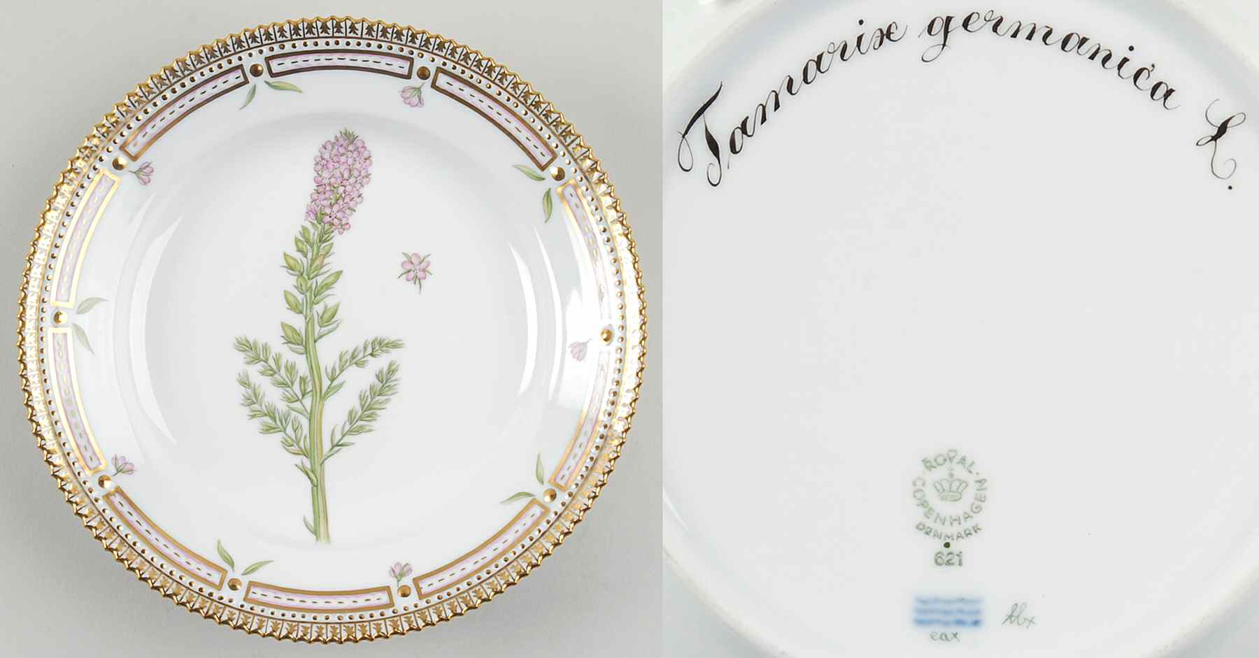 Flora Danica (1961 To Current) Salad Plate-Tamarix germanica L by Royal Copenhagen-1