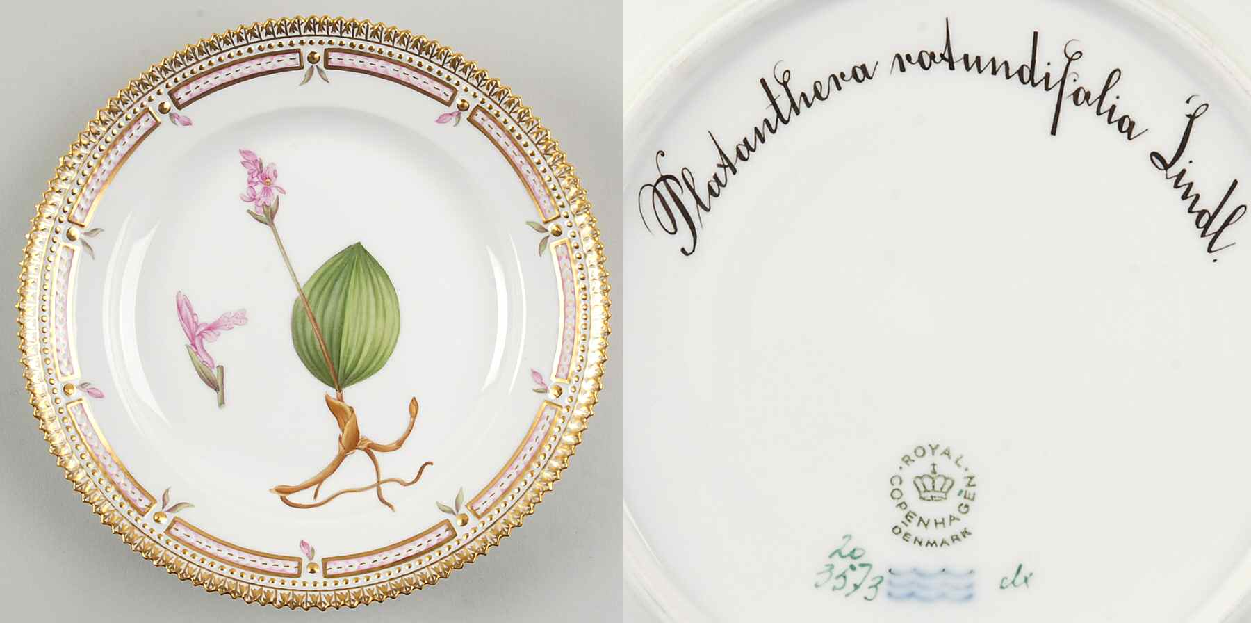 Flora Danica (1961 To Current) Salad Plate-Platanthera rotundifolia Lindl by Royal Copenhagen-1