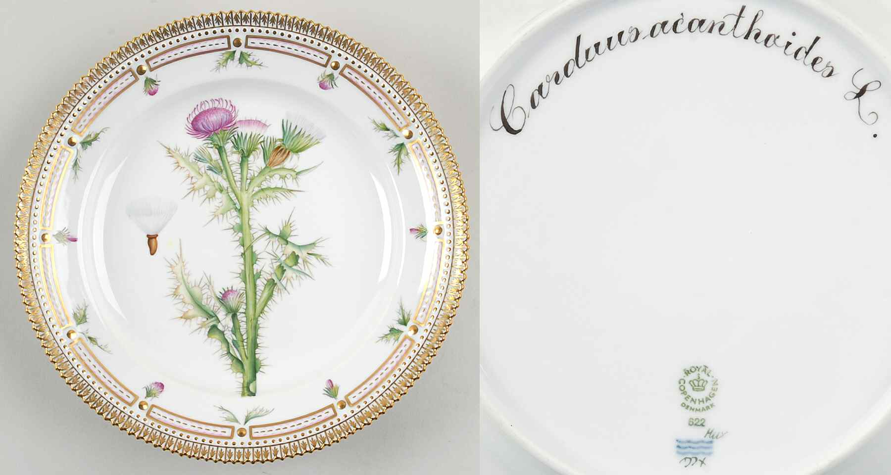 Flora Danica (1961 To Current) Luncheon Plate-Carduus acanthoides L by Royal Copenhagen-1