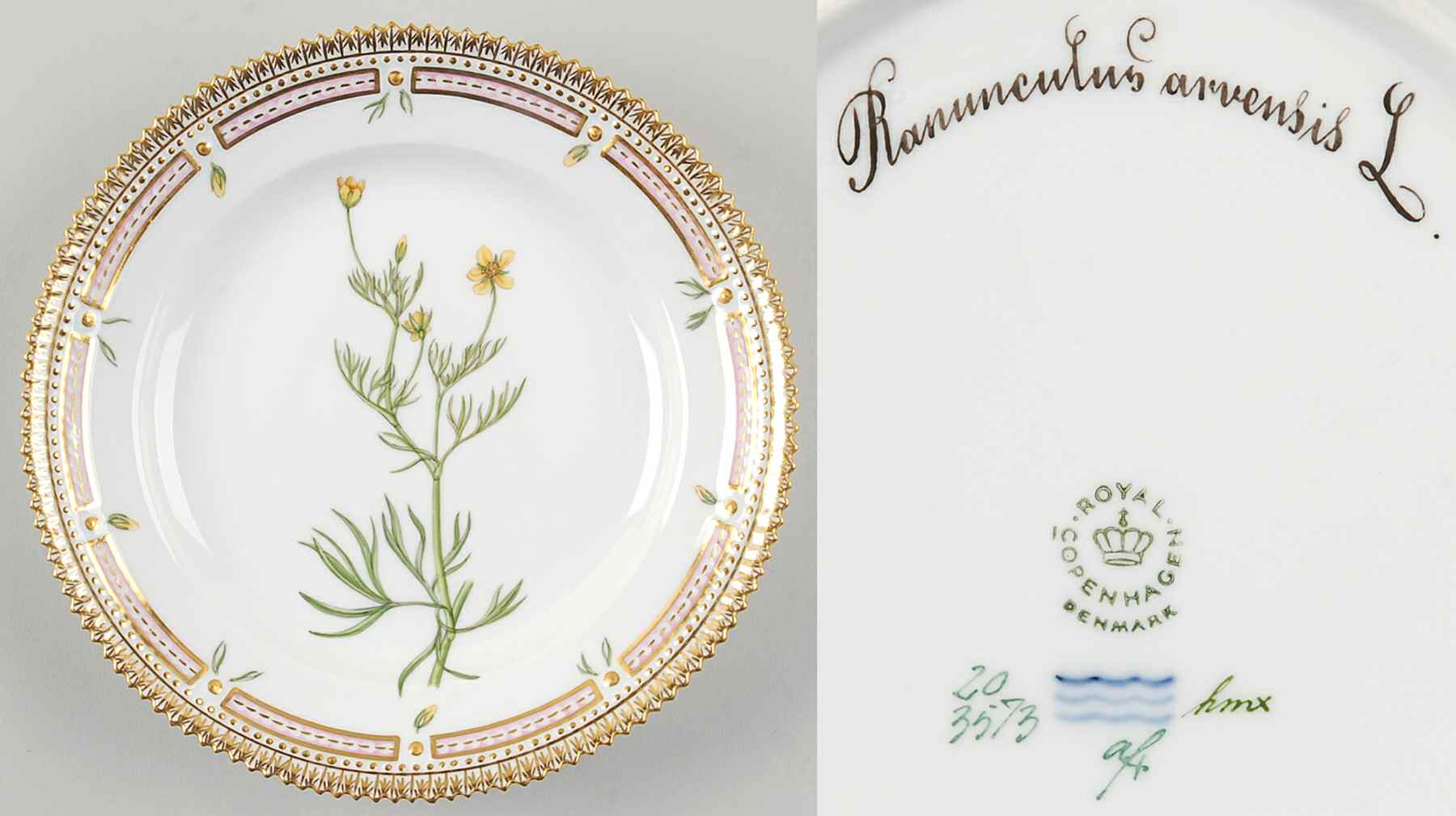 Flora Danica (1961 To Current) Salad Plate-Ranunculus arvensis L by Royal Copenhagen-1