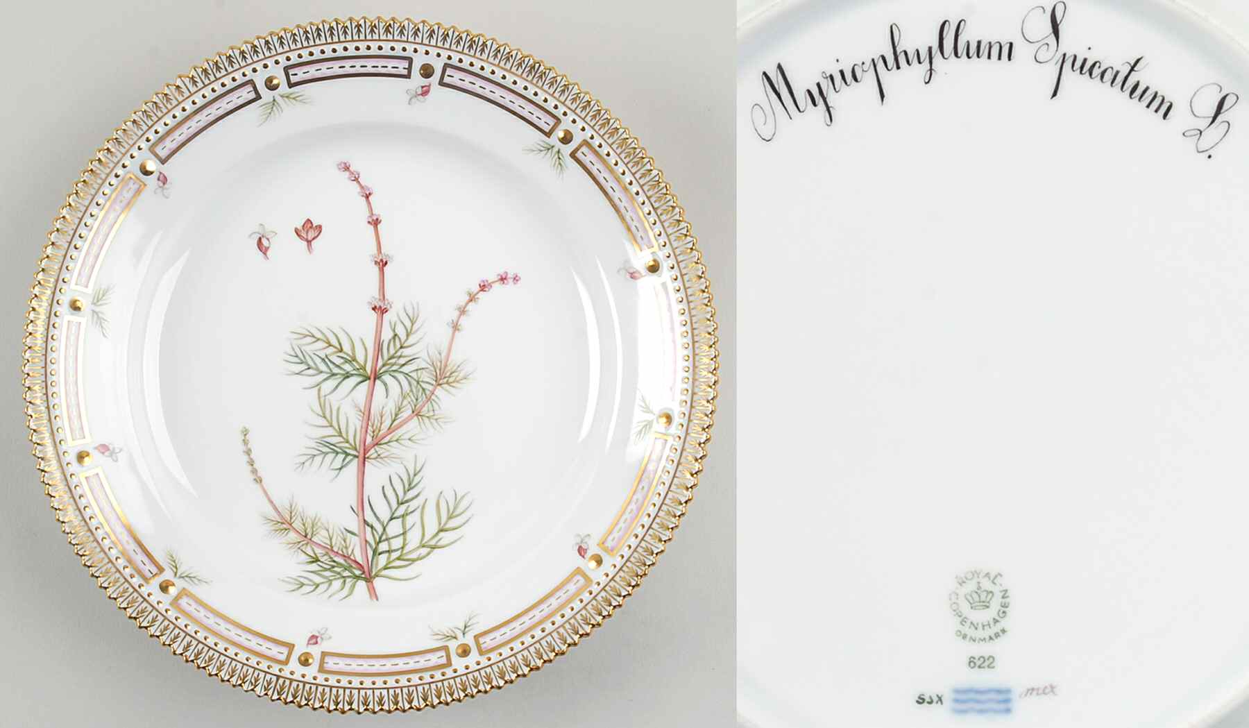 Flora Danica (1961 To Current) Luncheon Plate-Myriophyllum Spicatum L by Royal Copenhagen-1
