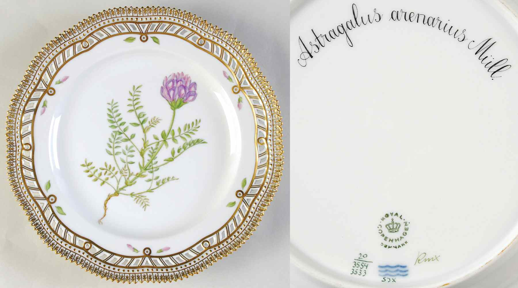 Flora Danica (1961 To Current) 9" Pierced Luncheon Plate/Fruit St-Astragalus aren by Royal Copenhagen-1