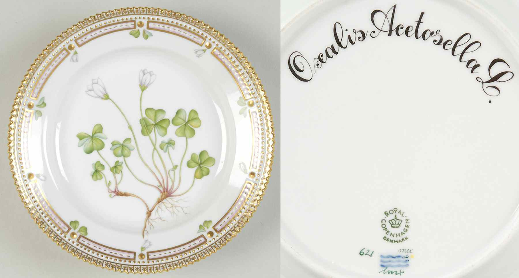 Flora Danica (1961 To Current) Salad Plate-Oxalis Acetosella L by Royal Copenhagen-1