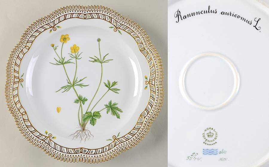 Flora Danica (1961 To Current) 11" Round Pierced Platter-Ranunculus auricornus L by Royal Copenhagen-1