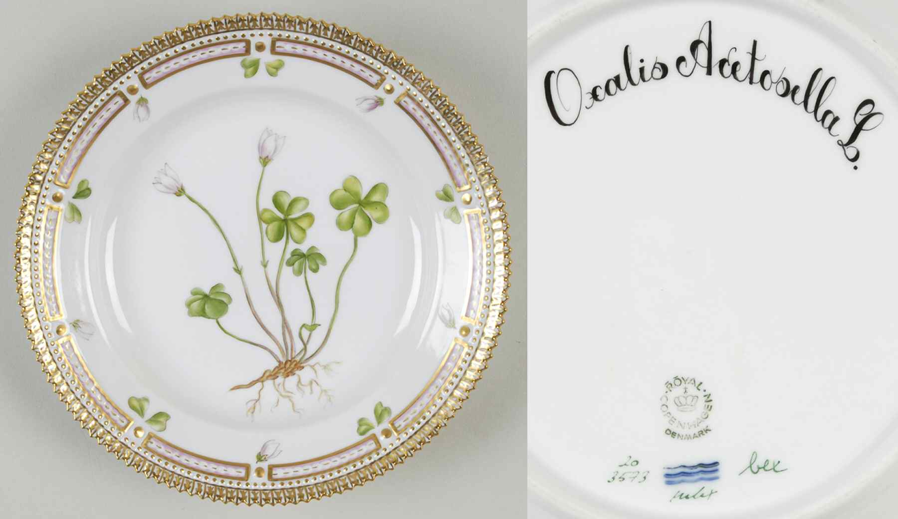 Flora Danica (1961 To Current) Salad Plate-Oxalis Acetosella L by Royal Copenhagen-1