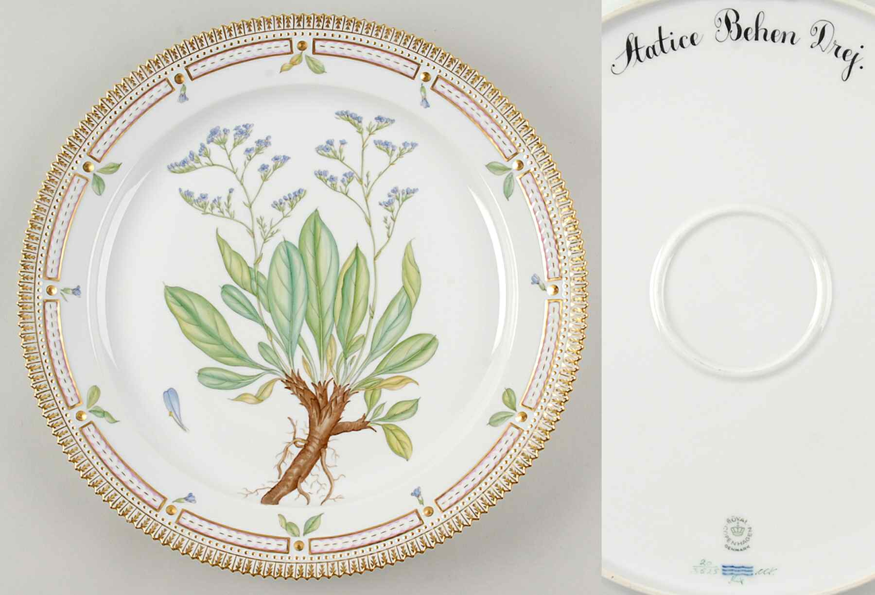 Flora Danica (1961 To Current) 14" Round Platter-Statice Behen Drej by Royal Copenhagen-1