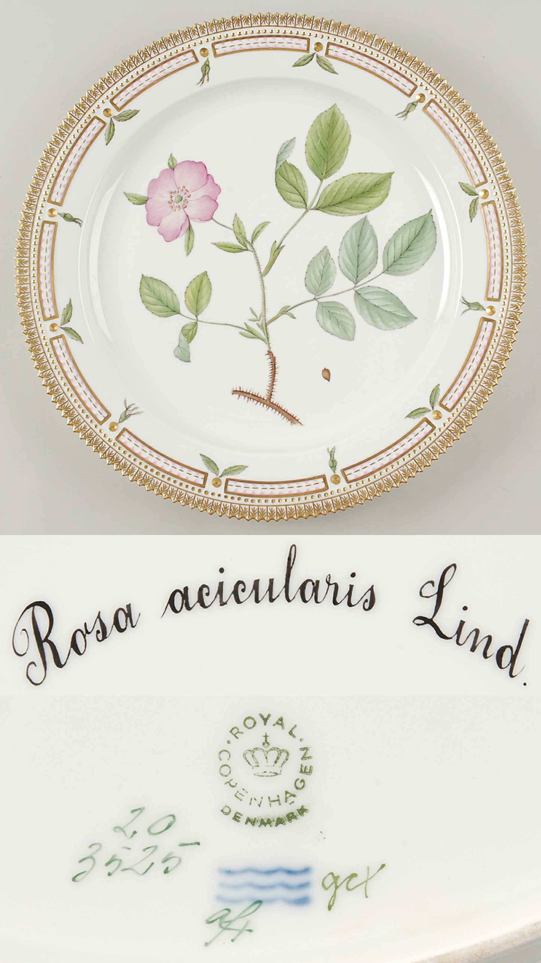 Flora Danica (1961 To Current) 14" Round Platter-Rosa acicularis Lind by Royal Copenhagen-1