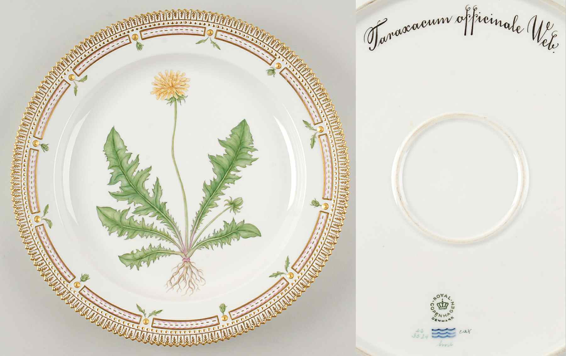 Flora Danica (1961 To Current) 13" Round Platter-Teraxacum officinale Web by Royal Copenhagen-1