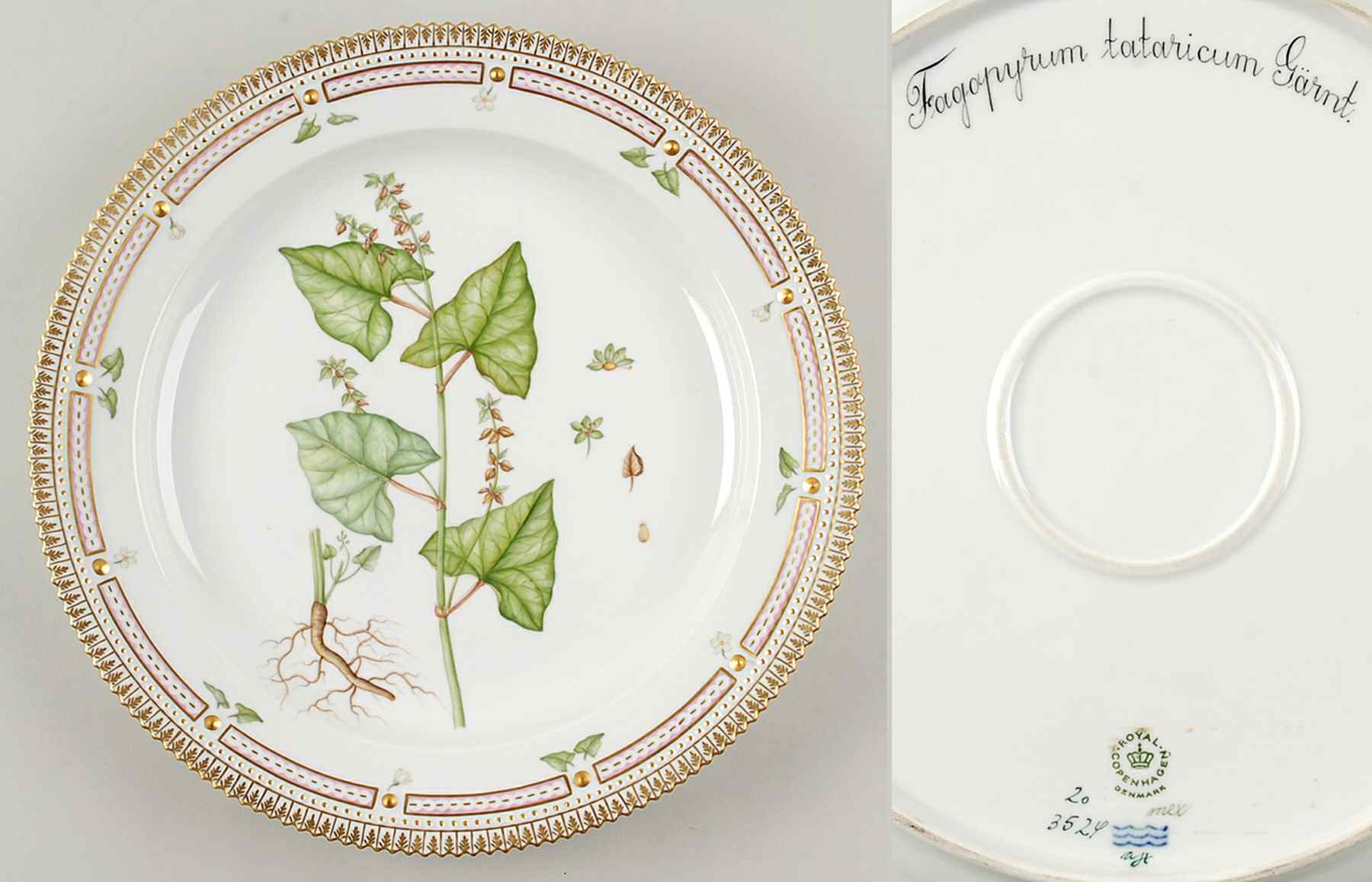Flora Danica (1961 To Current) 13" Round Platter-Fagopyrum tataricum Garnt by Royal Copenhagen-1