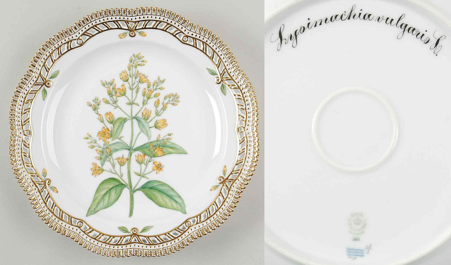 Flora Danica (1961 To Current) 11" Round Pierced Platter-Lysimachia vulgaris L by Royal Copenhagen-1
