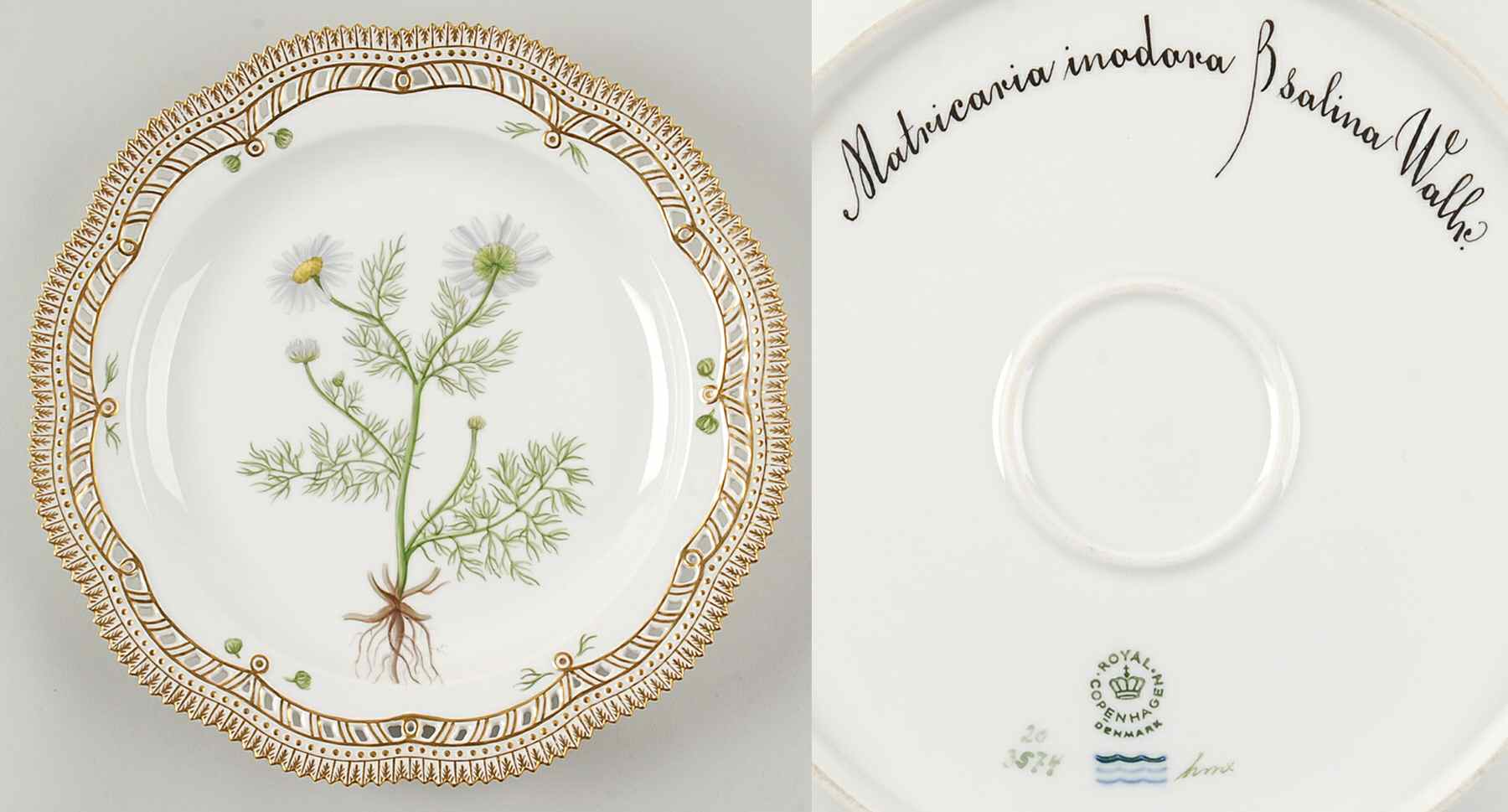 Flora Danica (1961 To Current) 11" Round Pierced Platter-Matricaria inodora B sal by Royal Copenhagen-1