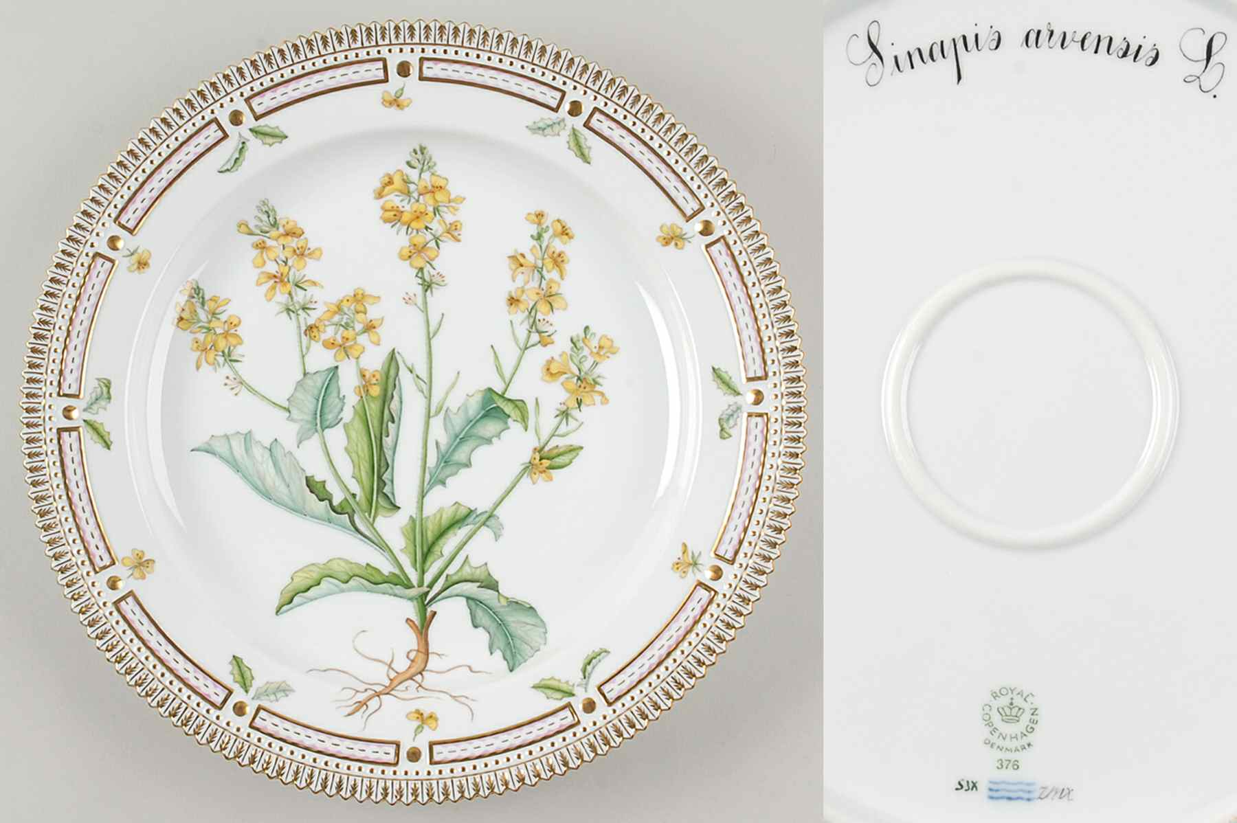 Flora Danica (1961 To Current) 11" Round Platter-Sinapis arvensis L by Royal Copenhagen-1