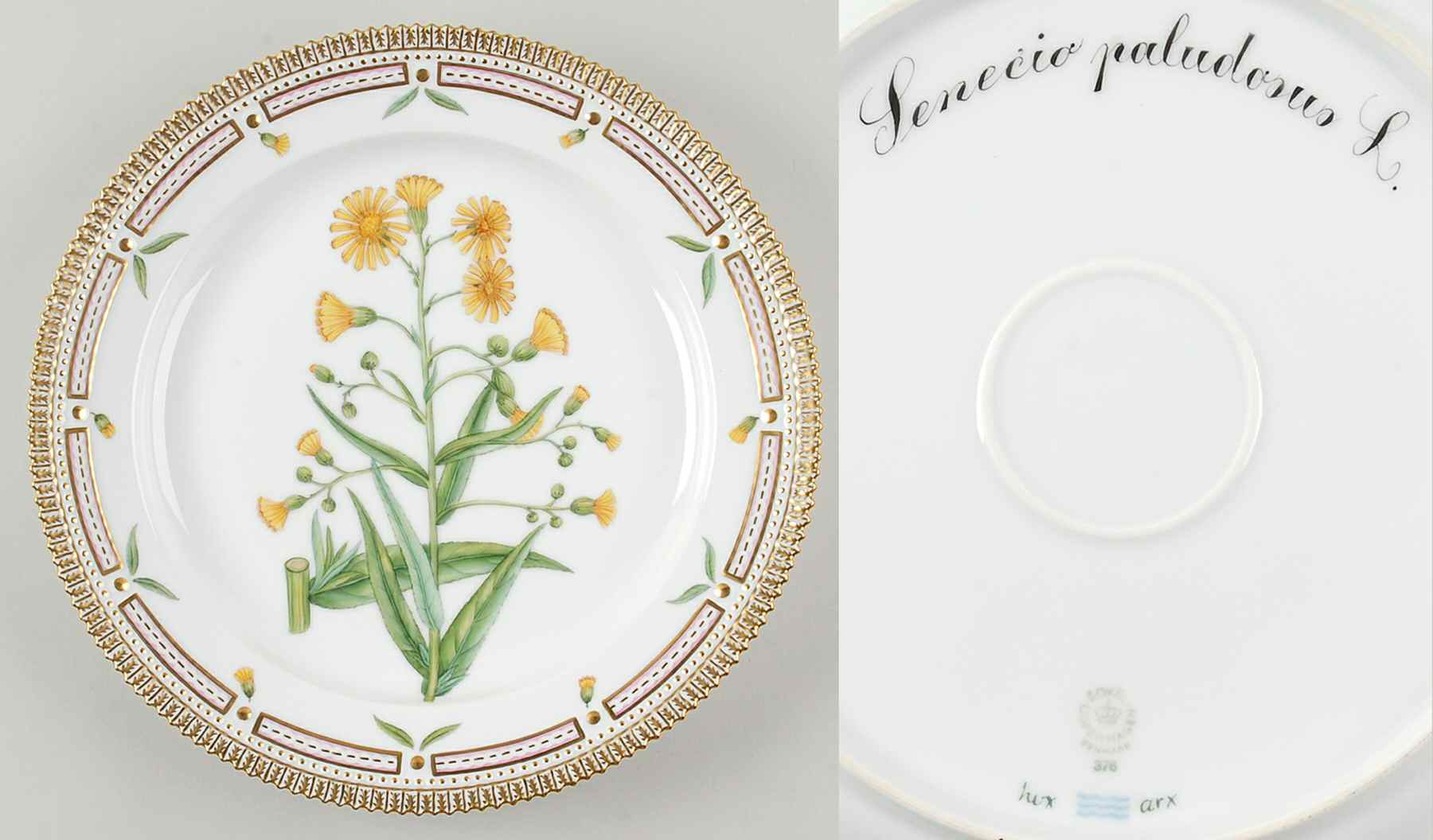 Flora Danica (1961 To Current) 11" Round Platter-Senecio paludosus L by Royal Copenhagen-1