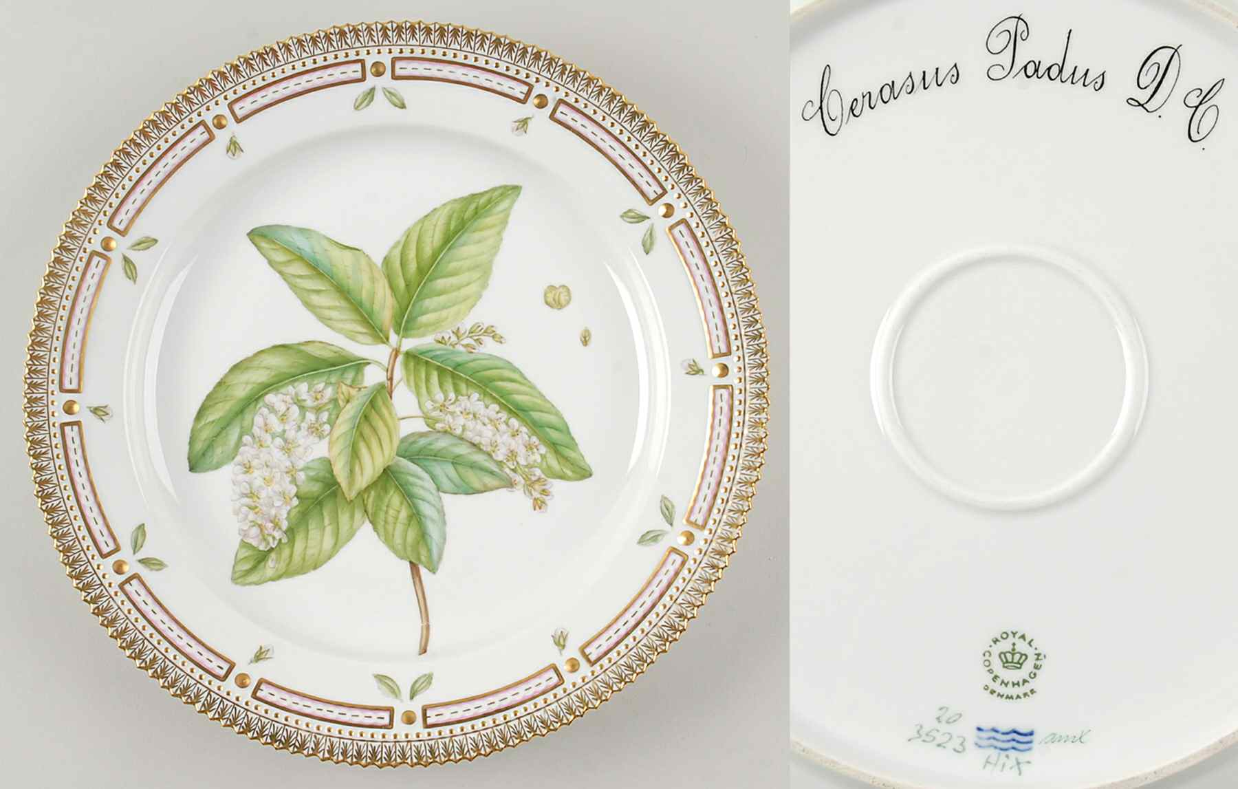 Flora Danica (1961 To Current) 11" Round Platter-Cerasus Padus D C by Royal Copenhagen-1
