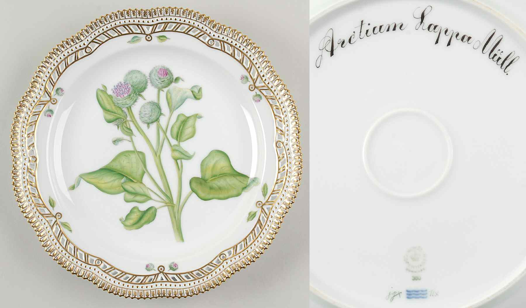 Flora Danica (1961 To Current) 10" Round Pierced Platter-Arctium Lappa Mull by Royal Copenhagen-1