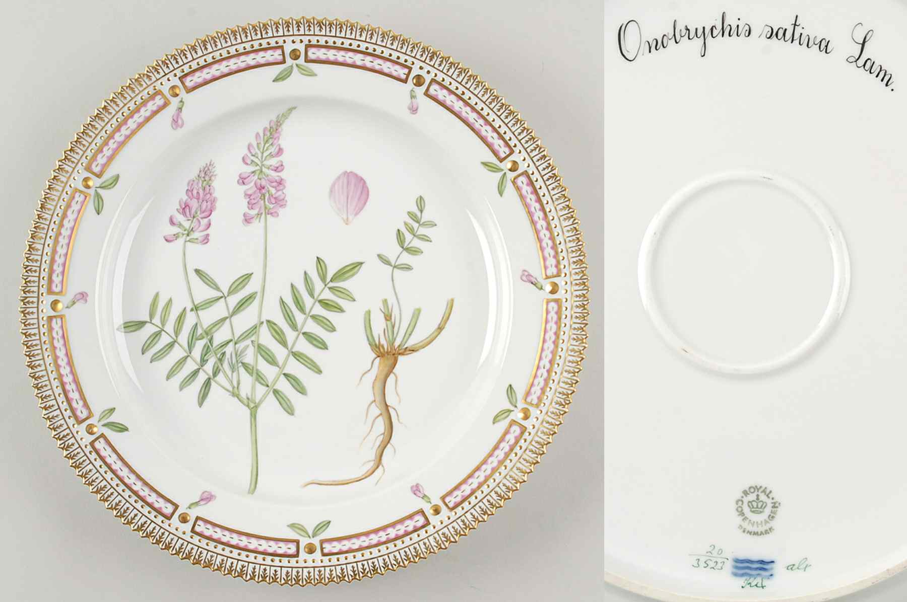 Flora Danica (1961 To Current) 11" Round Platter-Onobrychis sativa Lam by Royal Copenhagen-1