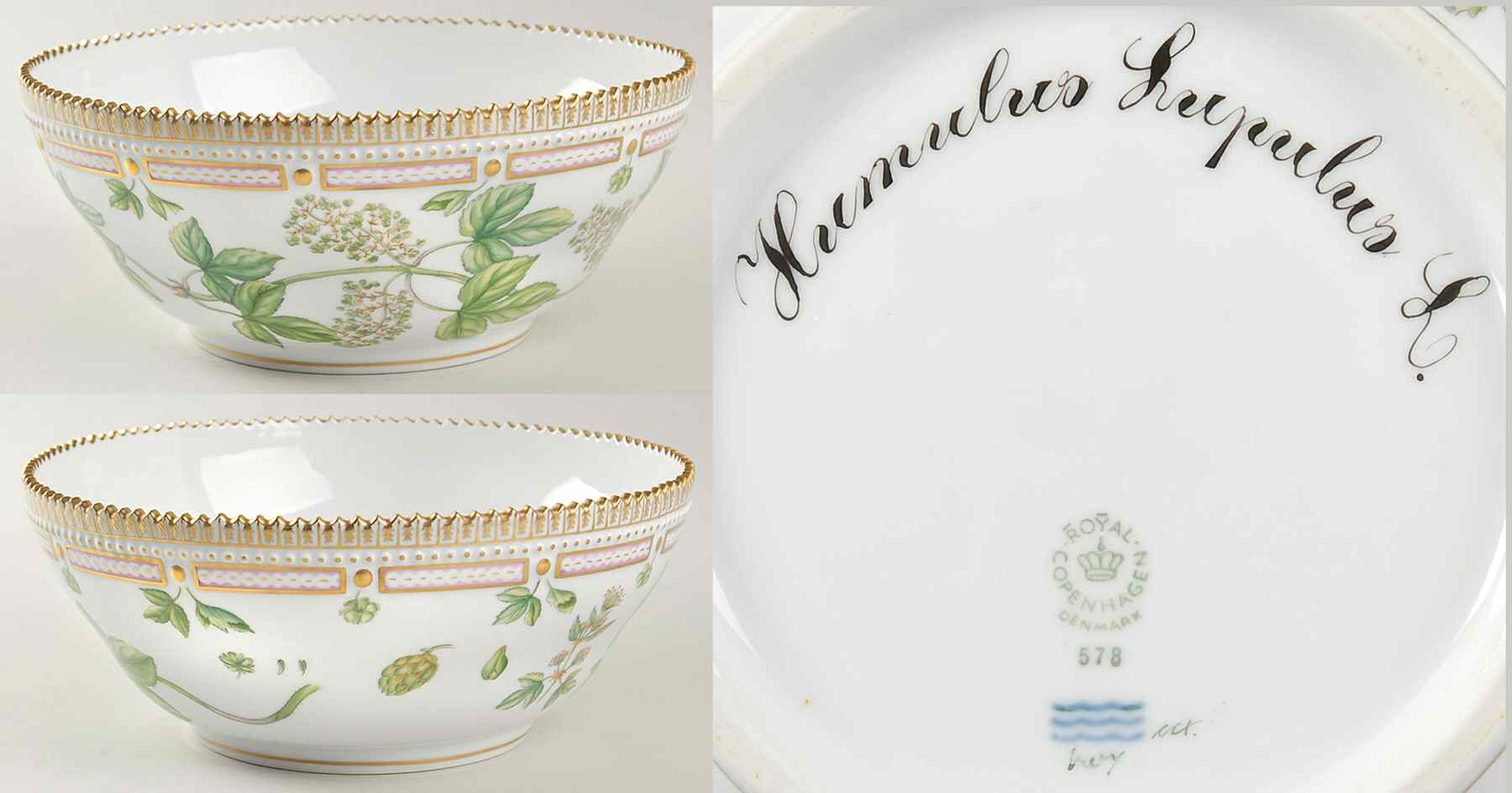 Flora Danica (1961 To Current) 9" Tapered Salad Serving Bowl-Humulus Lupulus L by Royal Copenhagen-1