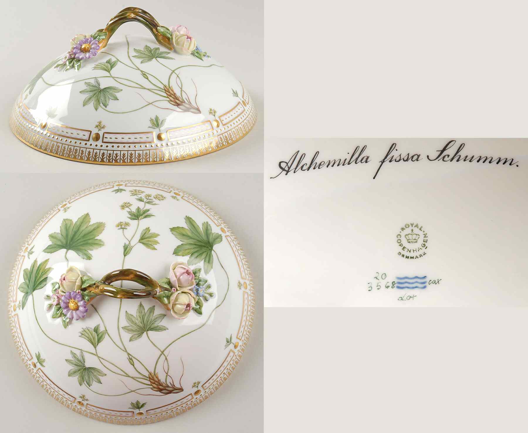Flora Danica (1961 To Current) Lid for Round Vegetable-Alchemilla Fissa Schum by Royal Copenhagen-1