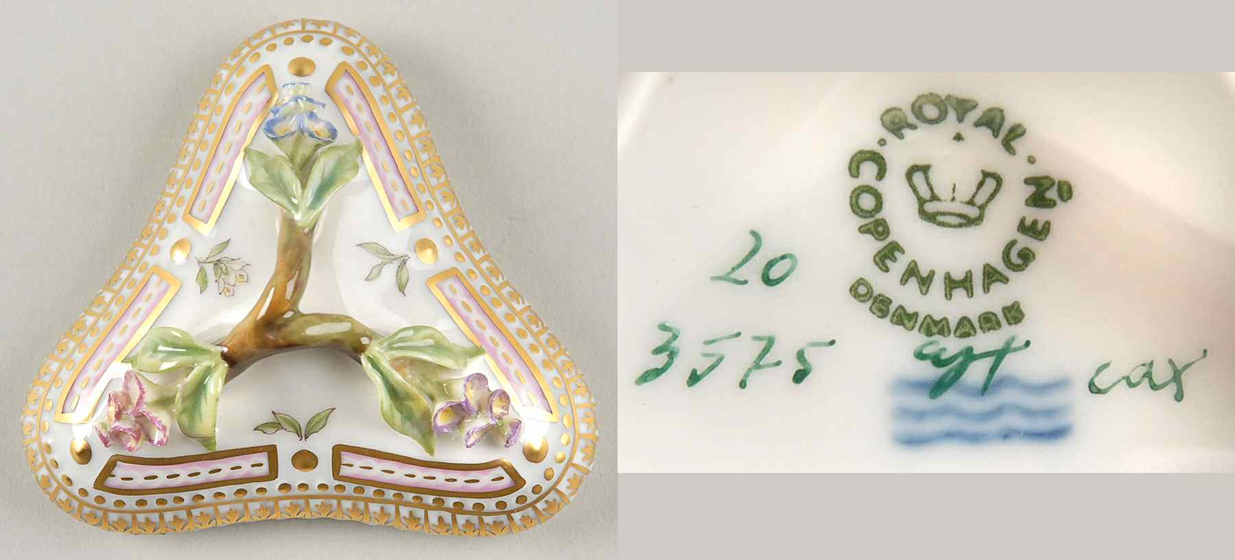 Flora Danica (1961 To Current) Lid for Triangular Custard Cup-No Decal by Royal Copenhagen-1