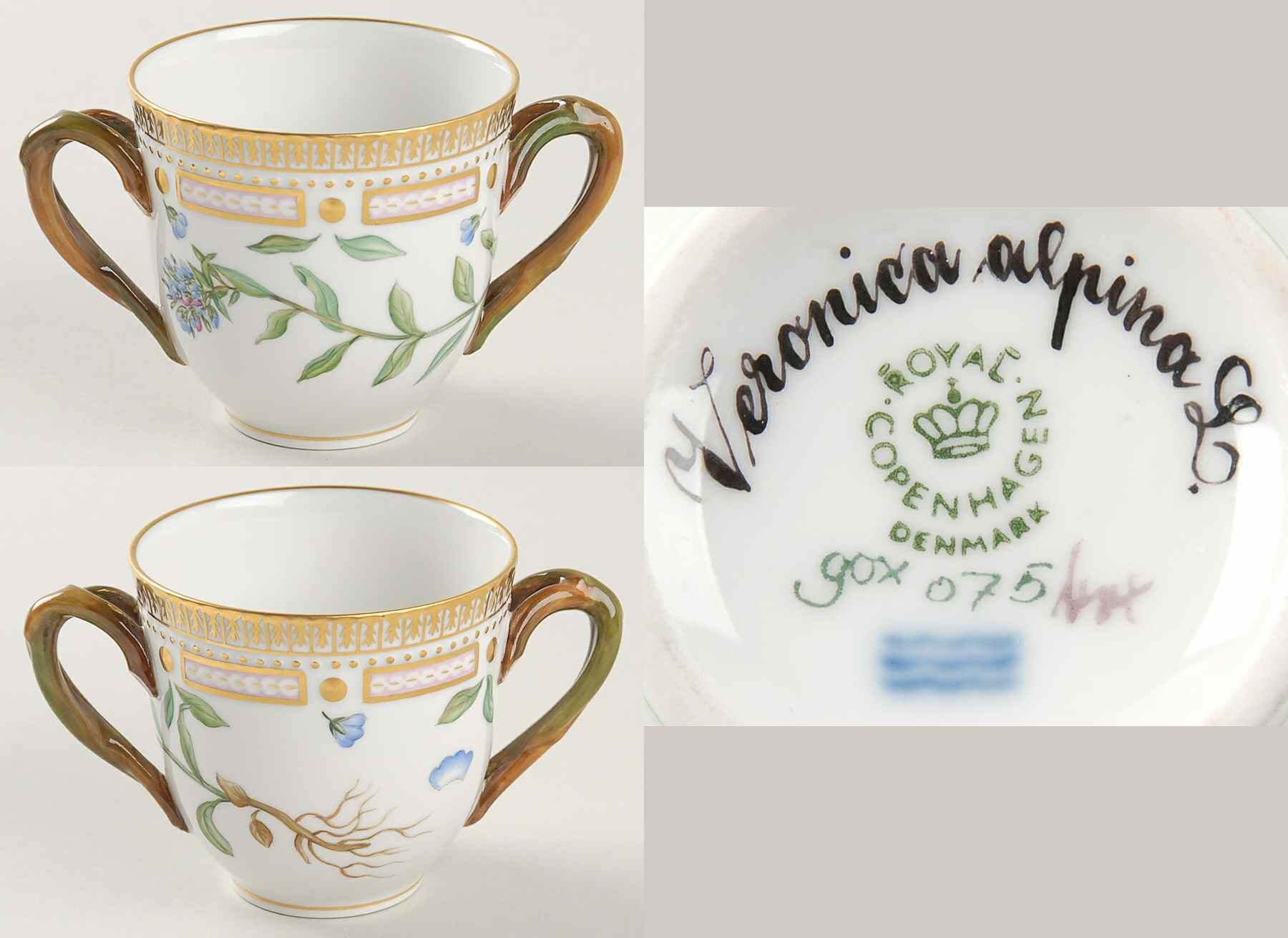Flora Danica (1961 To Current) Boy Child's Cup-Veronica alpina L by Royal Copenhagen-1