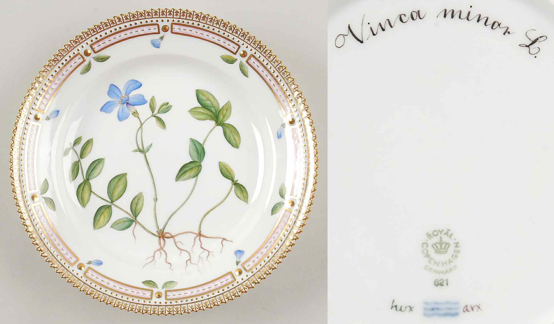 Flora Danica (1961 To Current) Boy Child's Plate-Vinca minor L by Royal Copenhagen-1