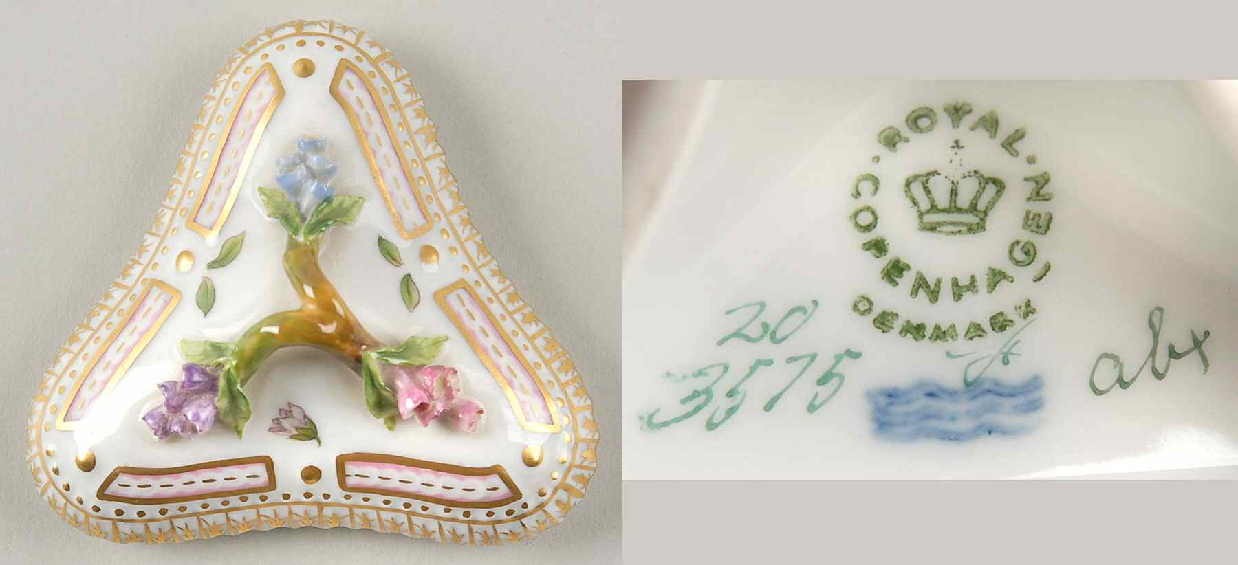 Flora Danica (1961 To Current) Lid for Triangular Custard Cup-No Decal by Royal Copenhagen-1