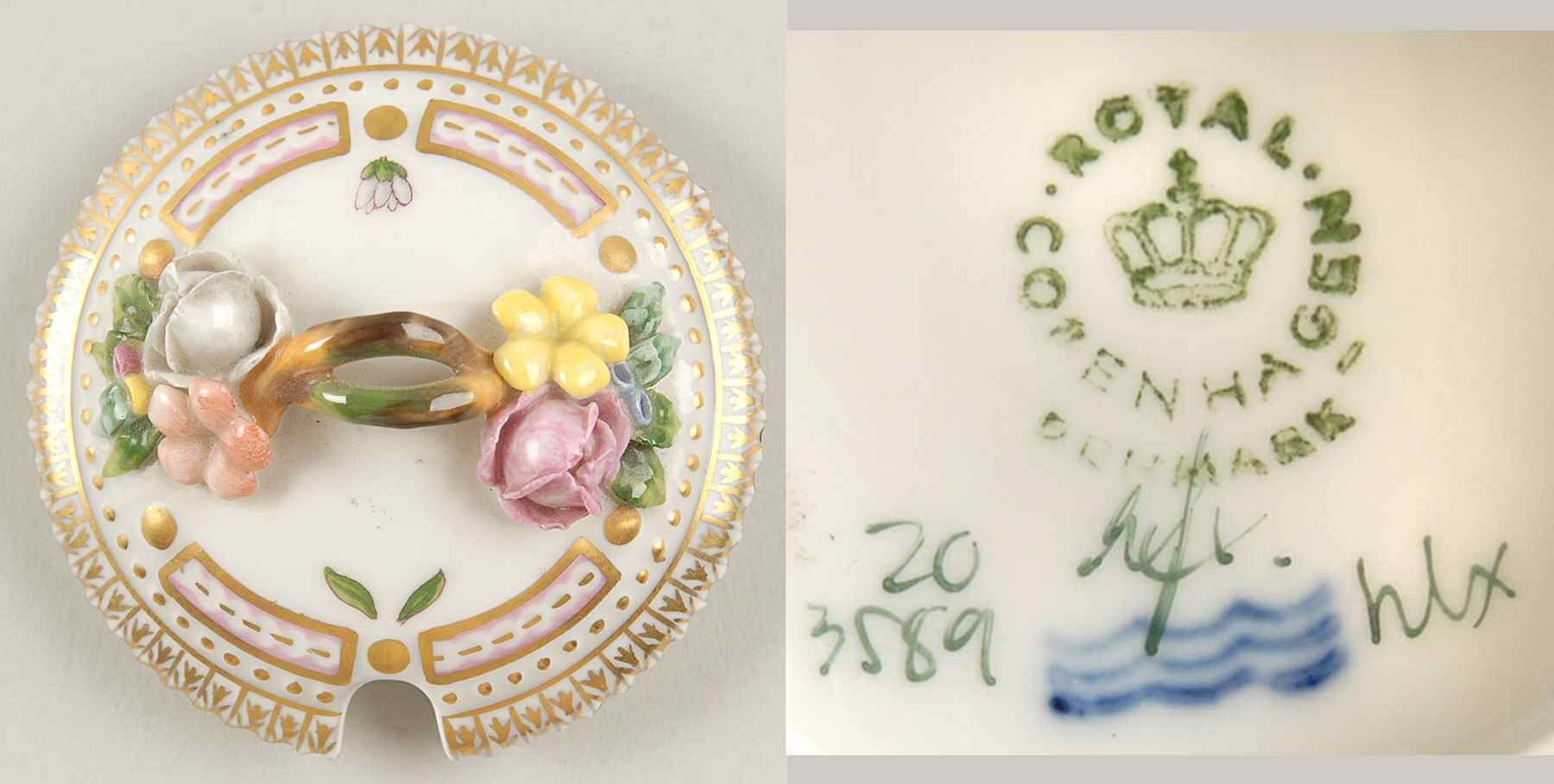 Flora Danica (1961 To Current) Mustard Pot-Lid-No Decal w/Notch by Royal Copenhagen-1