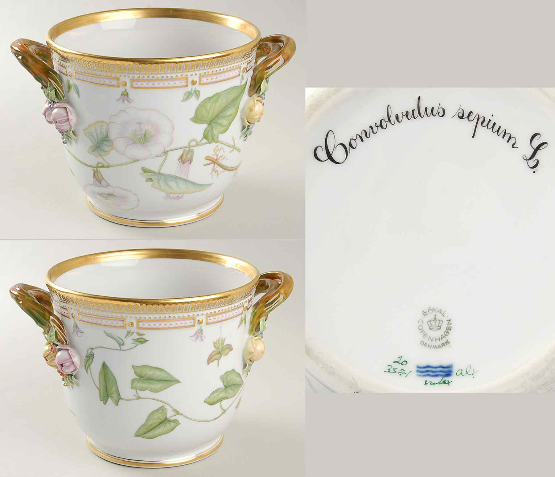 Flora Danica (1961 To Current) Large Round Wine Cooler/Cachepot-Convolvolus sepia by Royal Copenhagen-1