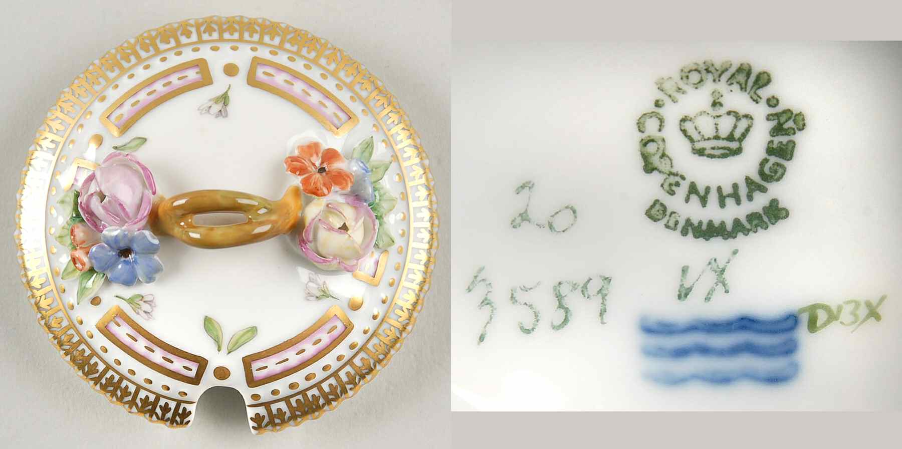 Flora Danica (1961 To Current) Lid for Mustard Pot No Decal w/Notch by Royal Copenhagen-1