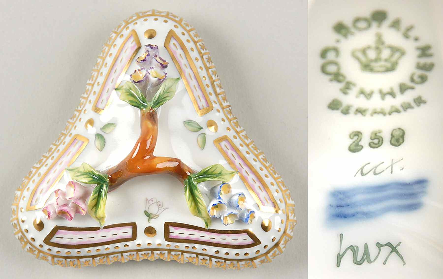 Flora Danica (1961 To Current) Lid for Triangular Custard Cup-No Decal by Royal Copenhagen-1